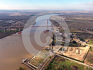 The Zarate Brazo Largo Bridges are two cable-stayed road and railway bridges in Argentina photo