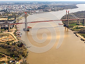 The Zarate Brazo Largo Bridges are two cable-stayed road and railway bridges in Argentina photo
