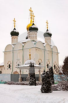 Zaraysk Kremlin St. Nicholas Chapel at winter day. Russia, Moscow region