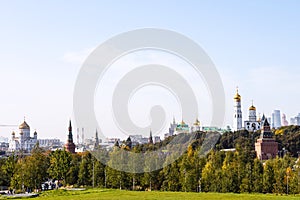 Zaryadye park, Kremlin and Cathedral in Moscow