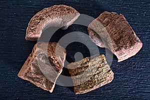 Zarzaparilla also called spirax dried root closeup photo