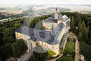 Zbiroh - aerial drone skyline view of castle