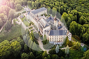 Zbiroh - aerial drone skyline view of castle