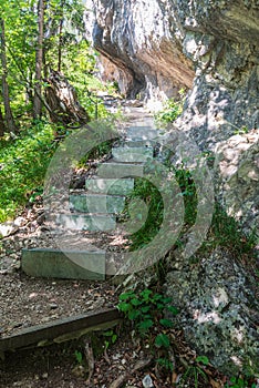 Zbojnicky chodnik hiking trail in Mala Fatra mountains in Slovakia