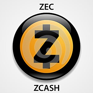 Zcash Coin cryptocurrency blockchain icon. Virtual electronic, internet money or cryptocoin symbol, logo