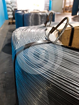 ZCoil of wire. Wire reel. knitting wire. Steel wire. Wire production. Wire manufacturing. procedure wire drawing.