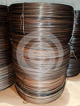 ZCoil of wire. Wire reel. knitting wire. Steel wire. Wire production. Wire manufacturing. procedure wire drawing.