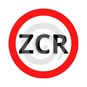 ZCR restricted traffic zone symbol icon in French language