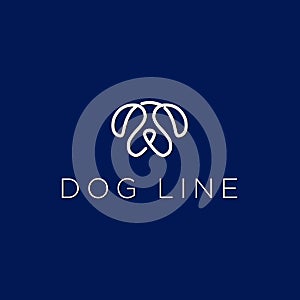 Modern Minimalist Monogram Animal Dog Line Logo Design Vector