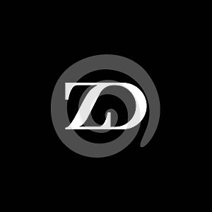 ZD or DZ abstract letter design with different colour and illustration. photo