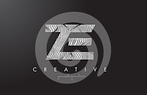 ZE Z E Letter Logo with Zebra Lines Texture Design Vector.