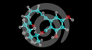 Zearalenone molecular structure isolated on black