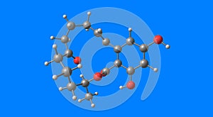 Zearalenone molecular structure isolated on blue photo