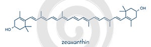 Zeaxanthin yellow pigment molecule. Responsible for color of bell peppers, corn, saffron, etc. Also plays important role in human