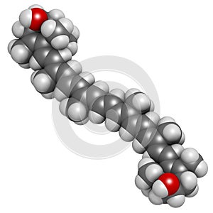 Zeaxanthin yellow pigment molecule. Responsible for color of bell peppers, corn, saffron, etc. Also plays important role in human.