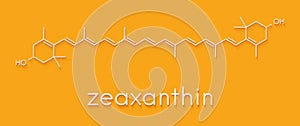 Zeaxanthin yellow pigment molecule. Responsible for color of bell peppers, corn, saffron, etc. Also plays important role in human.