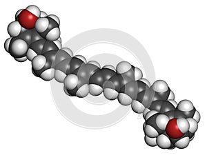 Zeaxanthin yellow pigment molecule. Responsible for color of bell peppers, corn, saffron, etc. Also plays important role in human.