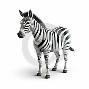Zebra 3d Icon: Cartoon Clay Material With Nintendo Isometric Spot Light