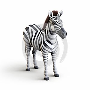 Zebra 3d Icon: Cartoon Clay Material With Nintendo Isometric Spot Light