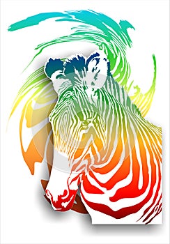 Zebra on an abstract background (color). (Vector)