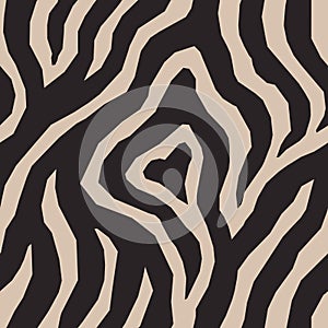 Zebra Beige Geometric Seamless Pattern. Abstract African Tiger Stripes Vector Background in Trendy Ethnic Style