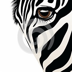 Stunning Photorealistic Zebra Face Illustration On White Background photo