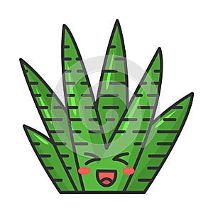 Zebra cactus cute kawaii vector character