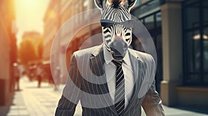 Zebra-clad Man: Edgy Political Commentary In Surreal Urban Fashion photo