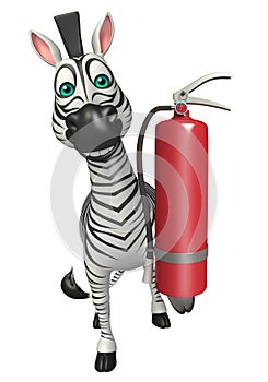Zebra cartoon character with fire extinguishing