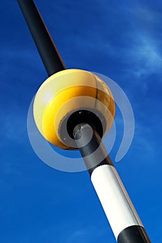 Zebra Crossing Belisha Beacon Light on Blue Sky