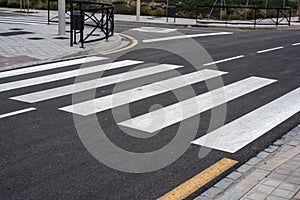 Zebra crossing painted on the asphalt of a street photo