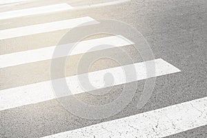 Zebra crossing painted on the asphalt traffic information for pedestrians and drivers