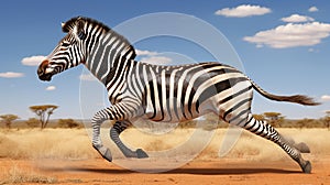 Zebra (Equus burchells) running and jumping. AI Generative