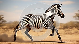 Zebra (Equus burchells) running and jumping. AI Generative