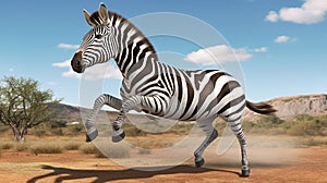 Zebra (Equus burchells) running and jumping. AI Generative