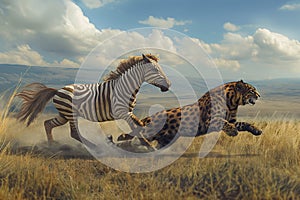 Zebra Escaping from a Predator in the Wild
