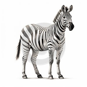 Hyper-realistic Zebra Illustration On White Background photo