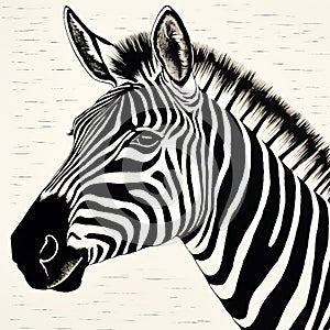 Zebra Head Vector Drawing: Zaire School Of Popular Painting