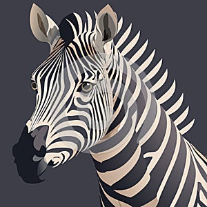 Zebra. Illustration. Zebra in natural grass habitat, Kenya National Park. Nature wildlife scene, Africa.