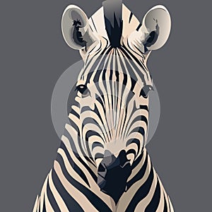 Zebra. Illustration. Zebra in natural grass habitat, Kenya National Park. Nature wildlife scene, Africa.