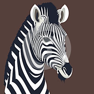 Zebra. Illustration. Zebra in natural grass habitat, Kenya National Park. Nature wildlife scene, Africa.