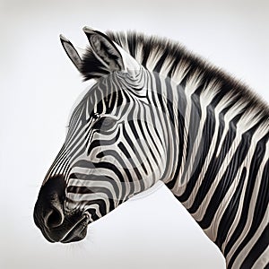 Zebra Isolated on White Background. Generative ai