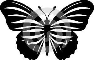 zebra longwing butterfly Black Silhouette Generative Ai