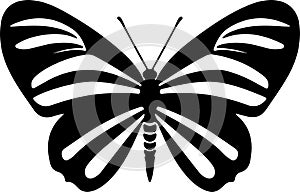 zebra longwing butterfly Black Silhouette Generative Ai