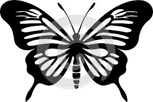 zebra longwing butterfly Black Silhouette Generative Ai