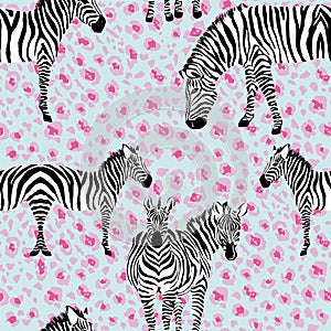 Zebra mirror style leopard background seamless pattern