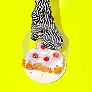 Zebra Party Boots crush yummy cake. Minimal fashion food art