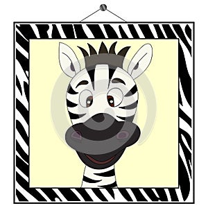 Zebra portrait in zebra frame