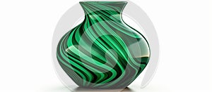 Zebra print green vase, a unique piece of pottery on a white background