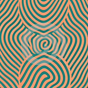 Abstract Wave Pattern In Orange And Teal - Woodcut-inspired Graphics photo